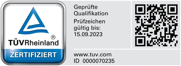 Bausachverständiger für Immobilienbewertung mit TÜV Rheinland geprüfter Qualifikation (PersCert TÜV Rheinland)